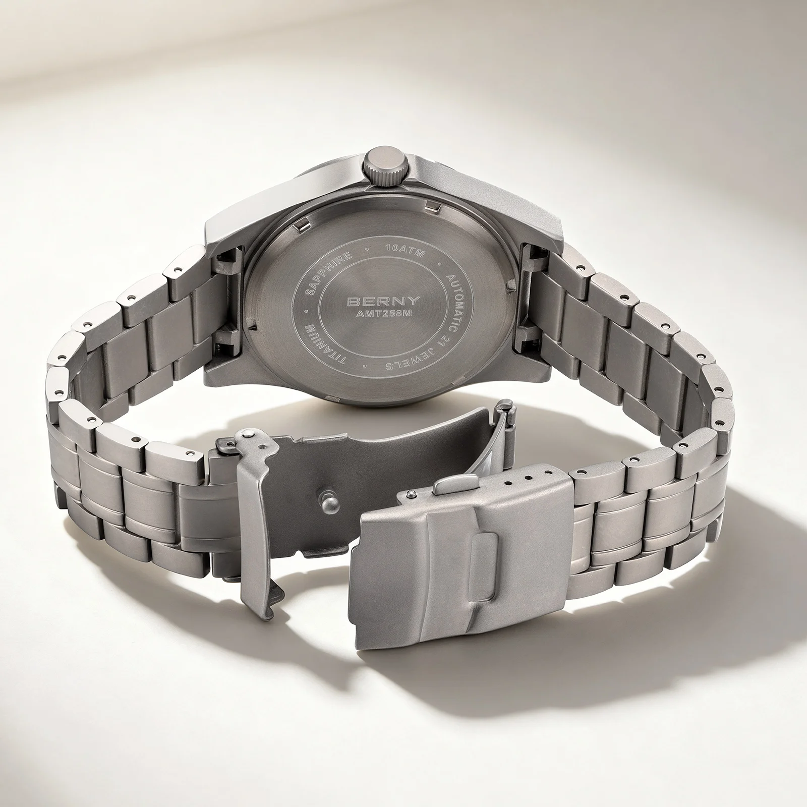 BERNY Titan-Automatikuhren für Herren, mechanische Armbanduhr, Saphirglas, voll leuchtendes Zifferblatt, 10 ATM wasserdicht, Herrenuhr – Detail 13
