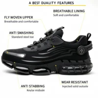 Indestructible Steel Toe Work Shoes for Men Women Rotating Button Safety Shoes Lightweight Construction Work Safety Shoes 4