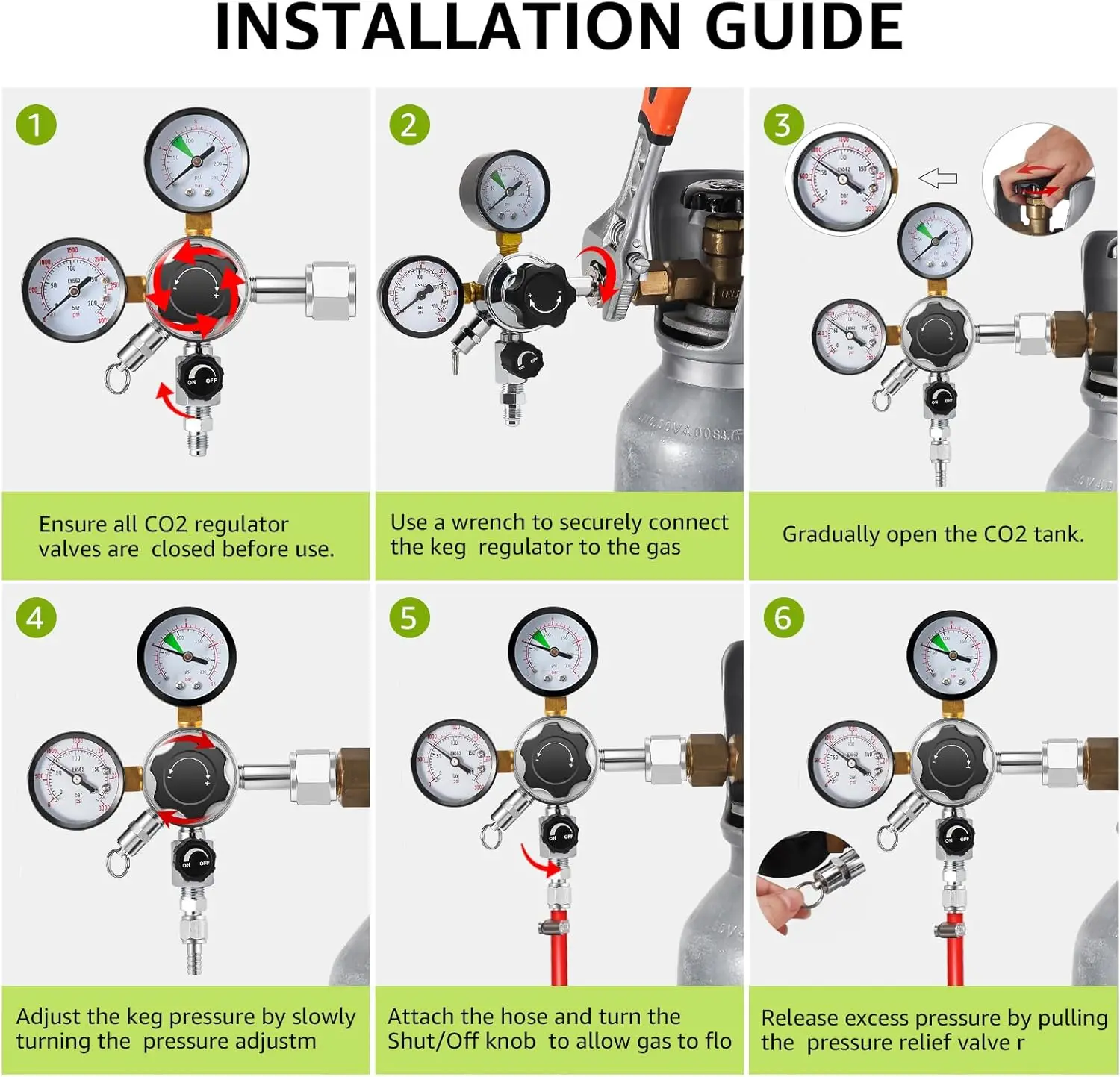 0-150 Psi Soda Water High Pressure Co2 Regulator Bottle Cylinder Independent Control Valve,Stable Carbonated W21.8/CGA320