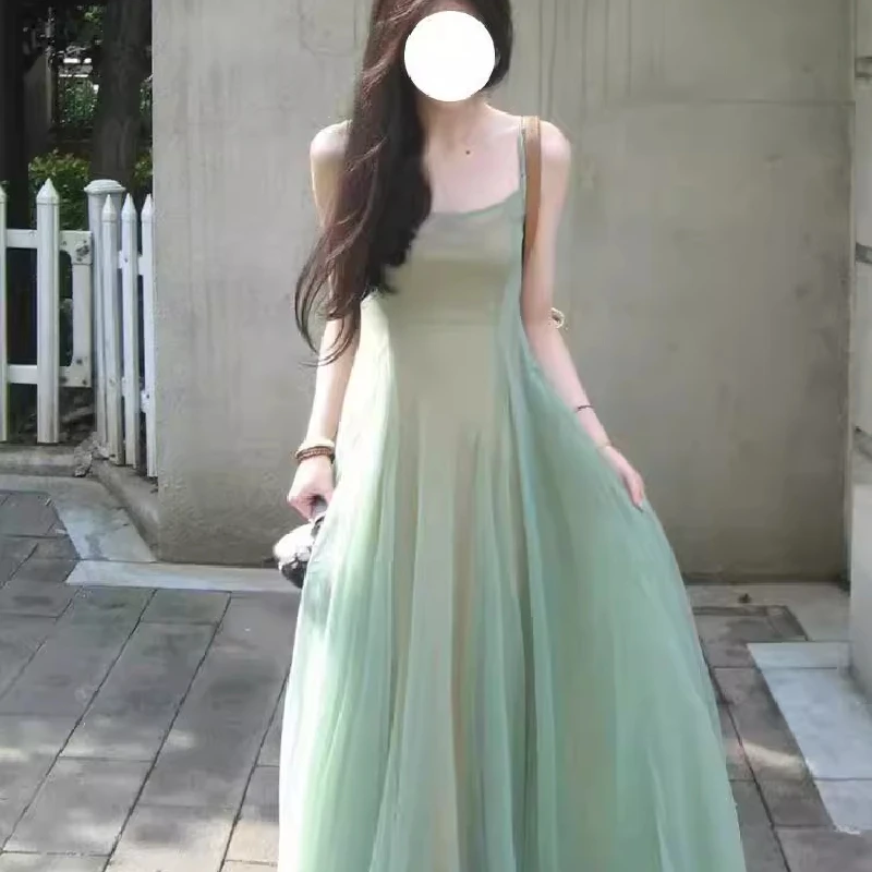 

Green Lace Crop Top And High Waist Skirt Two Piece Set Slimming Inner Elegant Long Dress Vintage Style Women's Dress