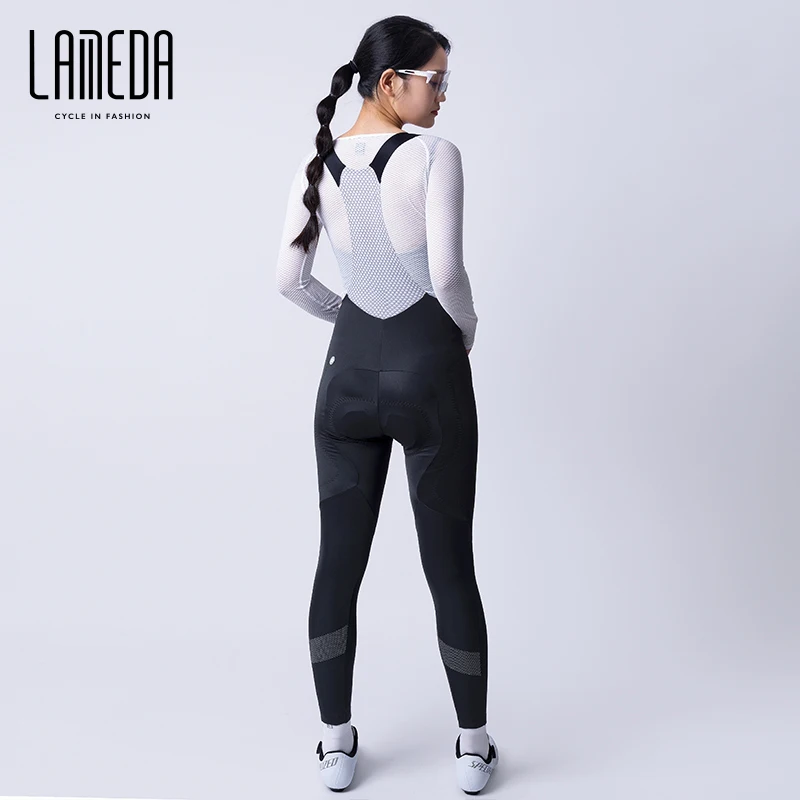 LAMEDA 0-10℃ Cycling Bib Pants Elastic Interface Warm Fleece Bike Pants Women's MTB Road BikeTrousers