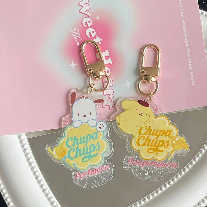 SANRIO Kuromi พวงกุญแจ Hello Kitty My Melody Cinnamoroll อนิเมะ Kawaii keyring กระเป๋านักเรียนตกแต่งพวงกุญแจห้อยกระเป๋าของเล่นเด็กผู้หญิง