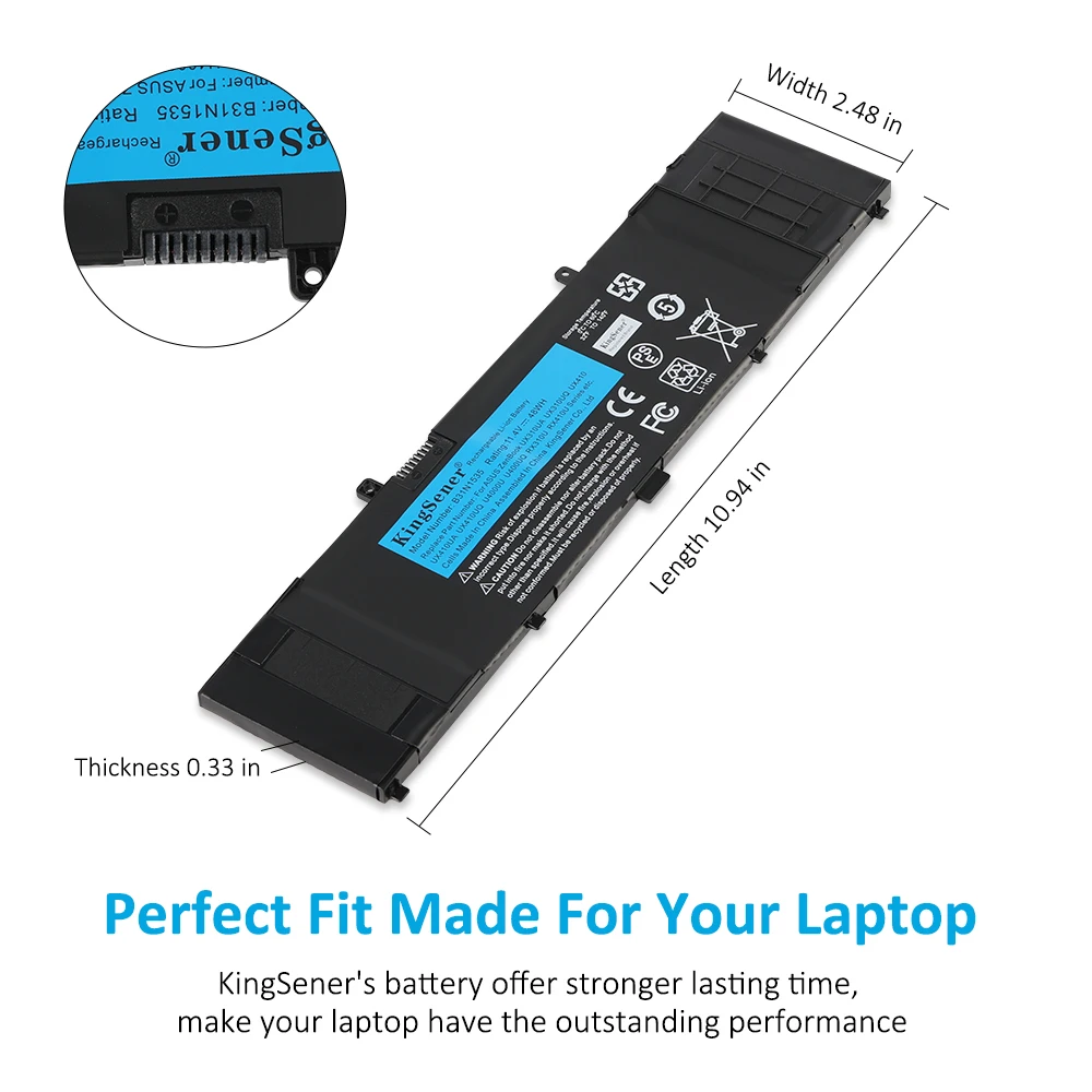 KingSener B31N1535 Laptop Battery For ASUS ZenBook UX310 UX310UA UX310UQ UX410 UX410U UX410UA UX410UQ U4000U U400UQ RX310U 48WH