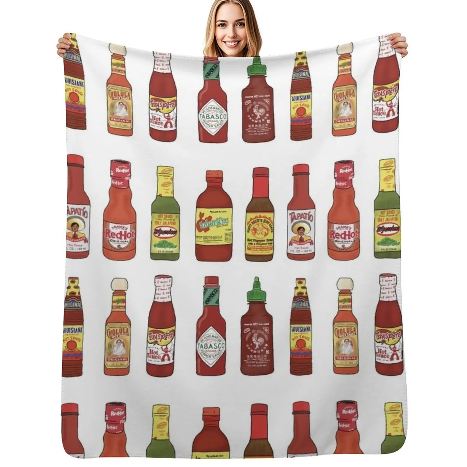 

Hot Sauces Throw Blanket Plaid Travel Blankets