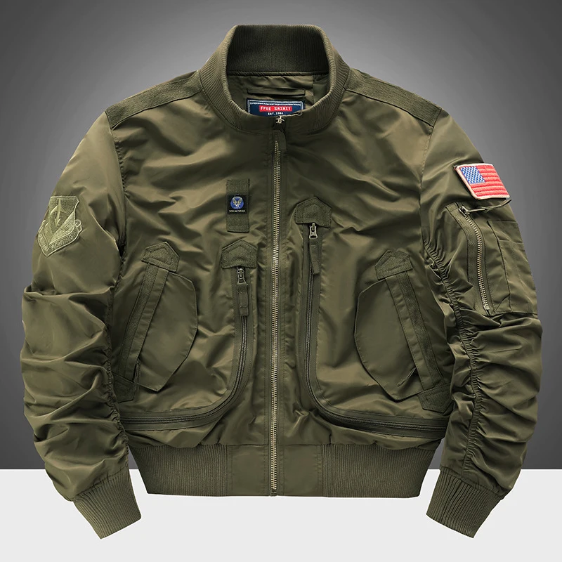 Autumn Winter Men's Bomber Jackets Fashion Mens Retro MA-1 Pilot Zipper Coats Men Army Tactical Windbreaker Jackets Clothing - view 2