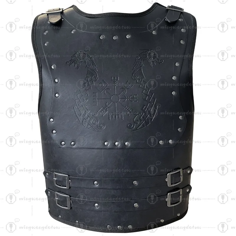 Norse Viking Half Body Leather Armor, Vintage Embossed Design for Cosplay & Stage Props