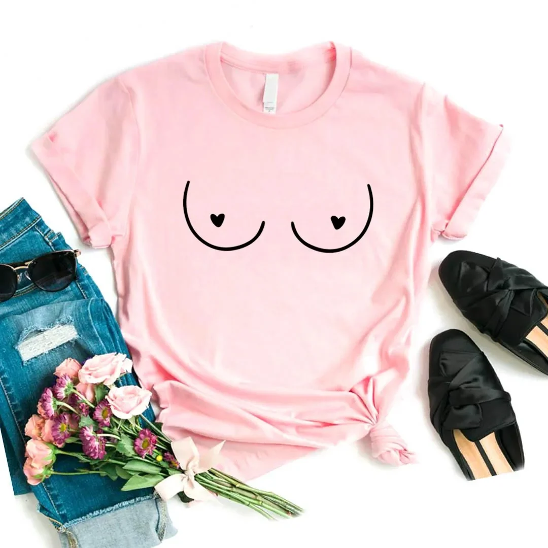 

Heart Titties Print Women T Shirt Short Sleeve O Neck Loose Women Tshirt Ladies Tee Shirt Tops Clothes Camisetas Mujer