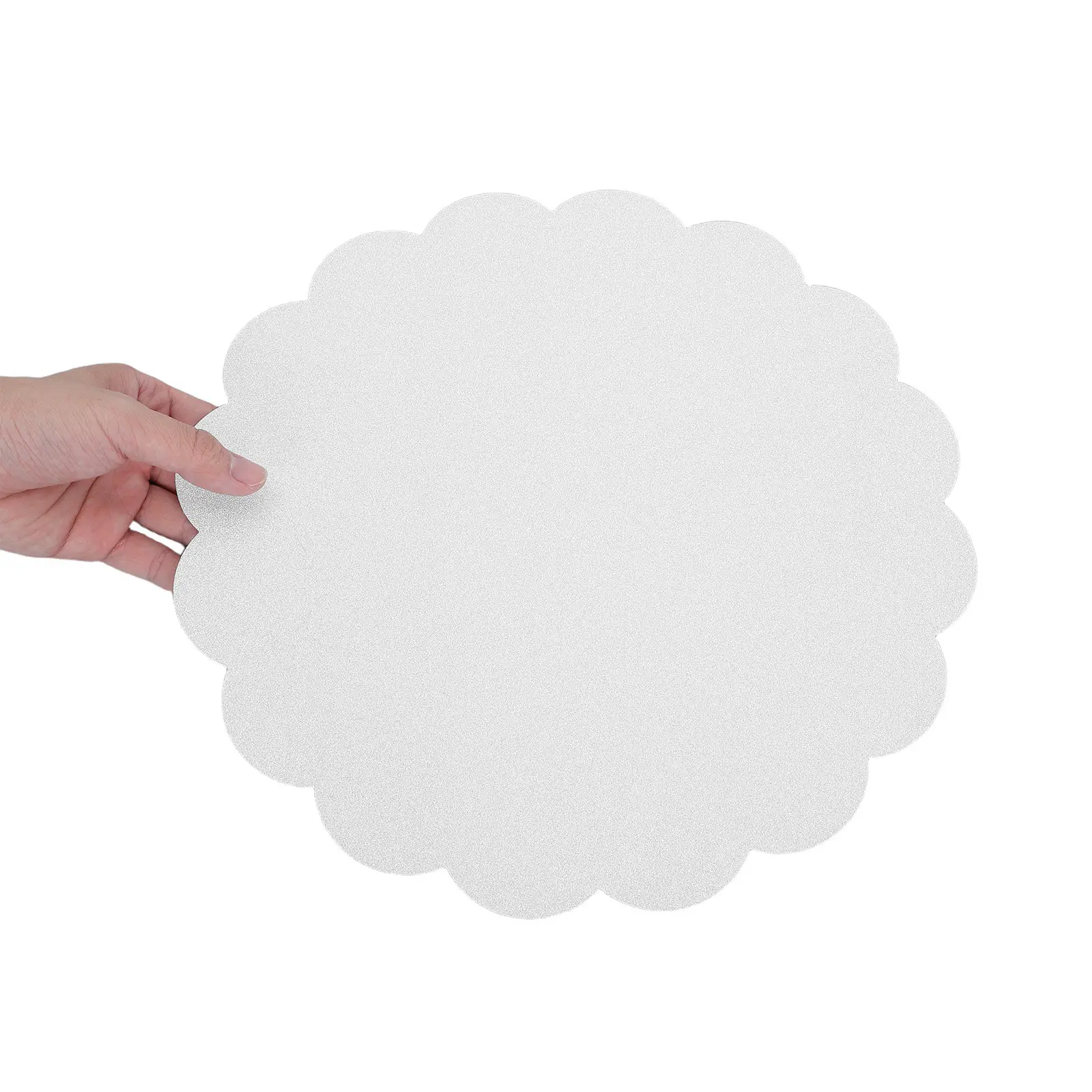 20Pcs Flower Shape Reflective Paper Placemats Silver Glitter Shimmer Decorative Table Mats for Wedding Birthday Party Banquet