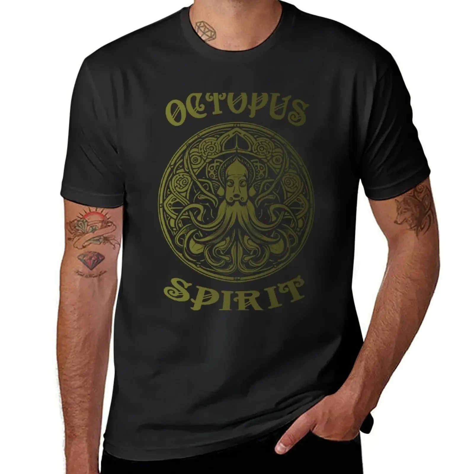 

New Octopus Spirit - Olive T-Shirt anime clothes funny t shirt mens big and tall t shirts