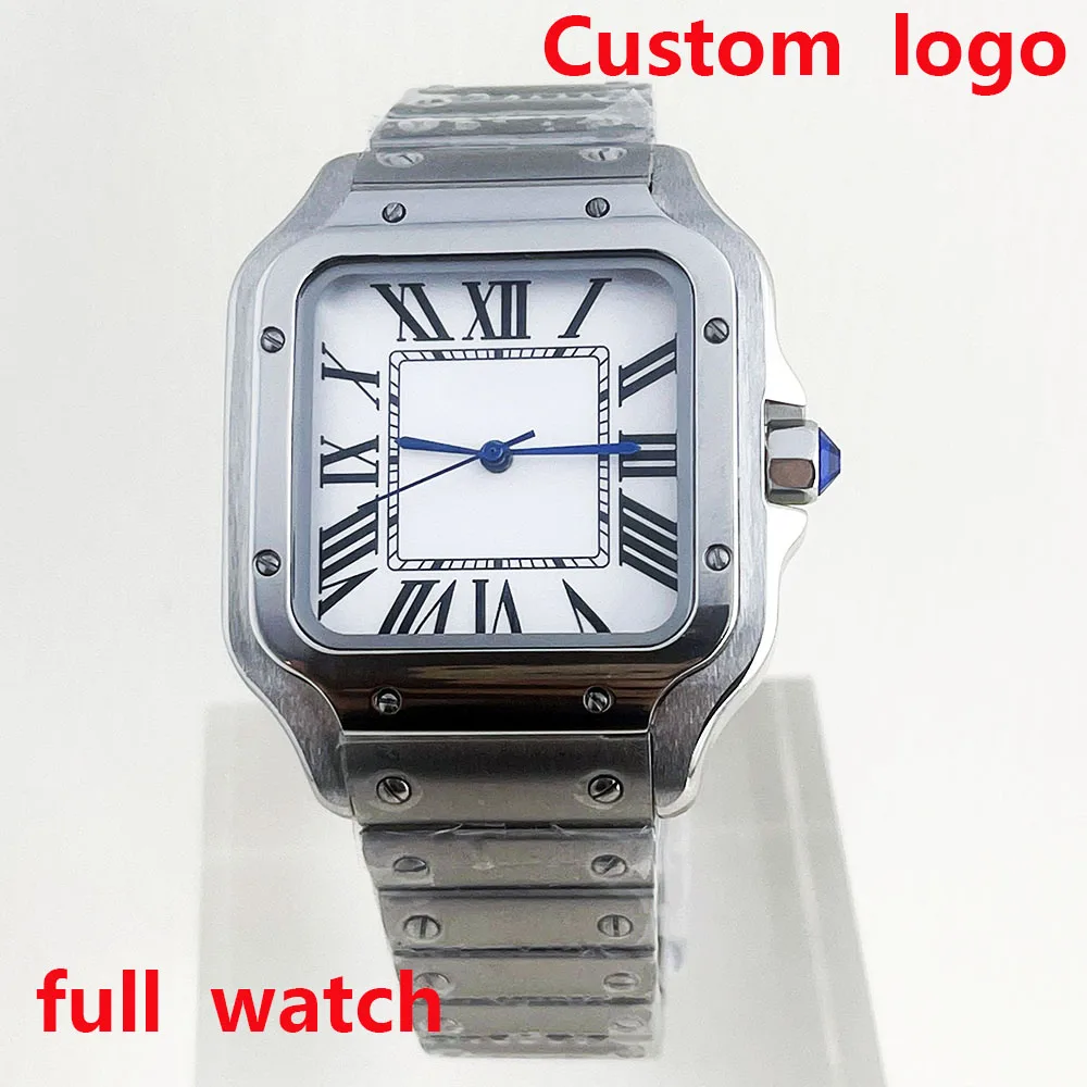 Full Watch Custom Logo  Square Roman Dial N H 3 5 Movement Men\'s Watch