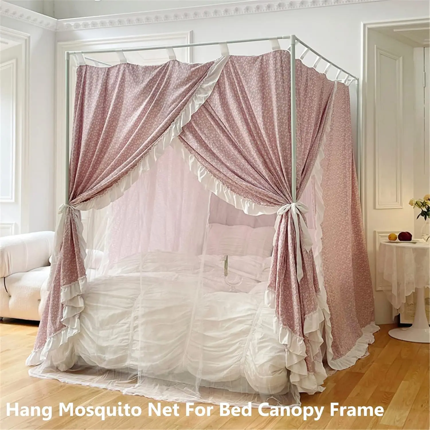 

Premium Canopy Bed Frame Post For Full Size Beds, Enhanced Metal Poles, Four Corner Bed Braets, Ideal For Metal And Wood Bed