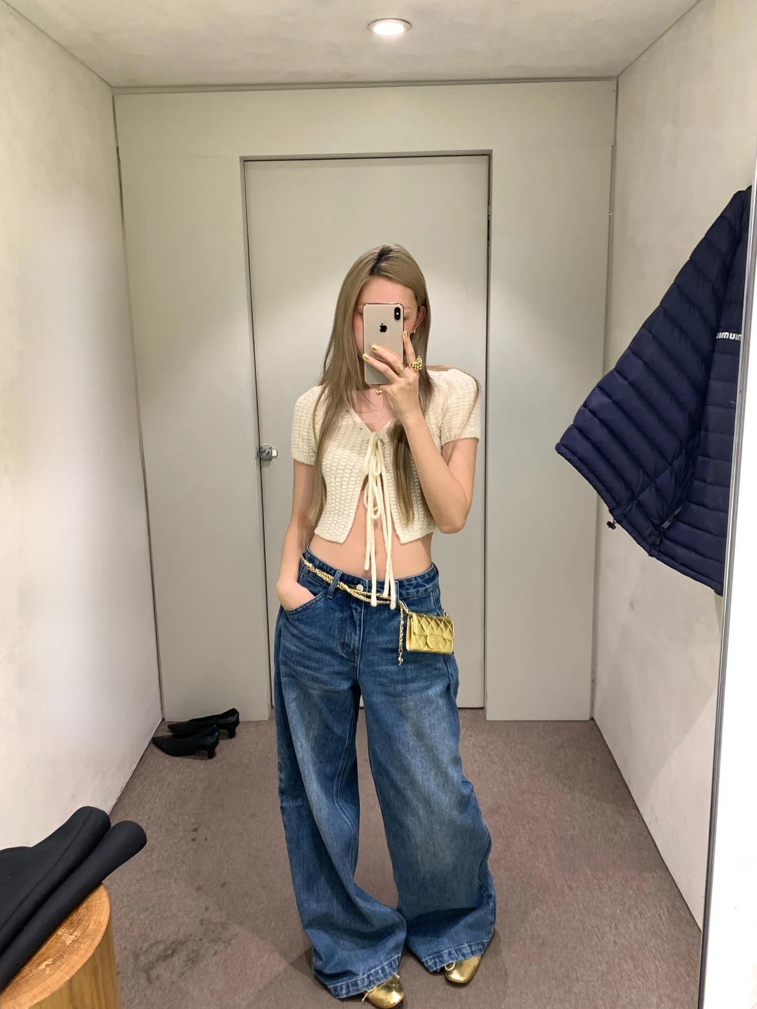 

Новые женские джинсы свободного кроя с широкими штанинами, повседневные винтажные джинсовые брюки, весенние модные драпированные синие джинсы