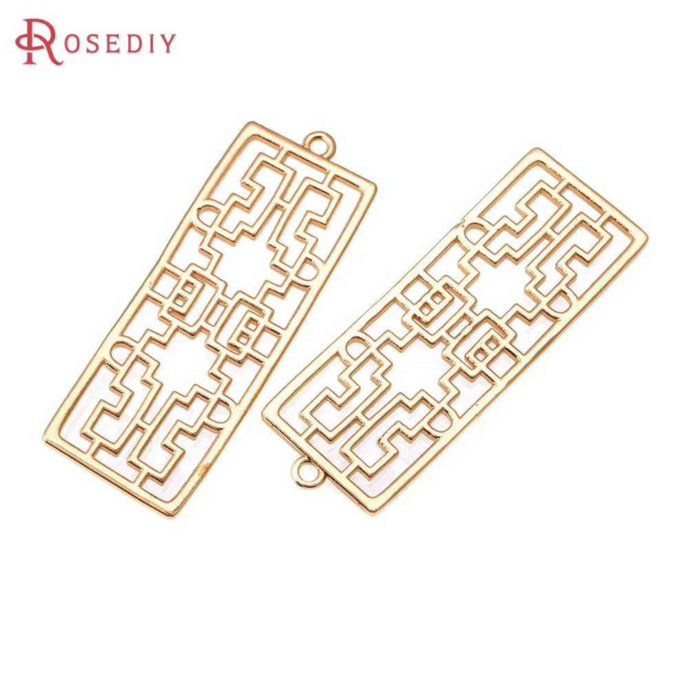 18K Gold Color Brass Square Rectangle Shape Charms Pendants High Quality Diy Necklace Earrings Charms Jewelry Making Accessories