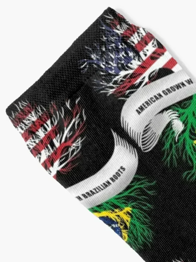 American Grown With Brazilian Roots Brazil Socks colored football Men Socks Women's