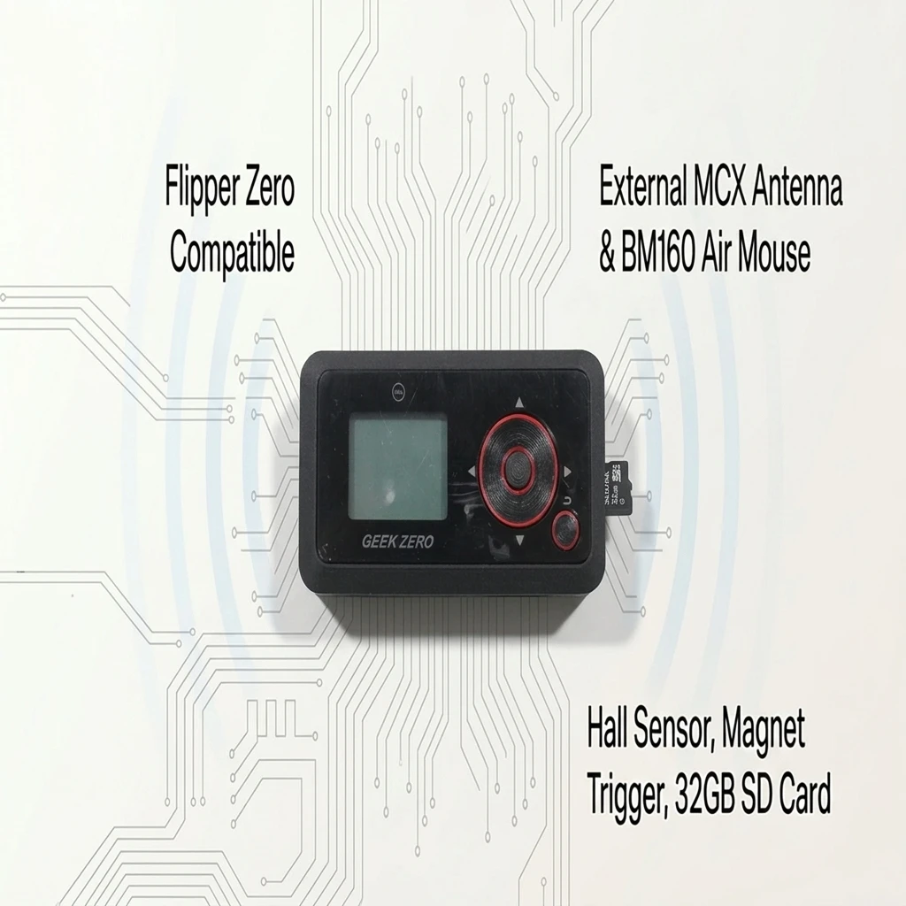 

Flipper Zero Compatible Hardware Device with External MCX Antenna, BM160 Air Mouse, Hall Sensor, 3D Printed Case