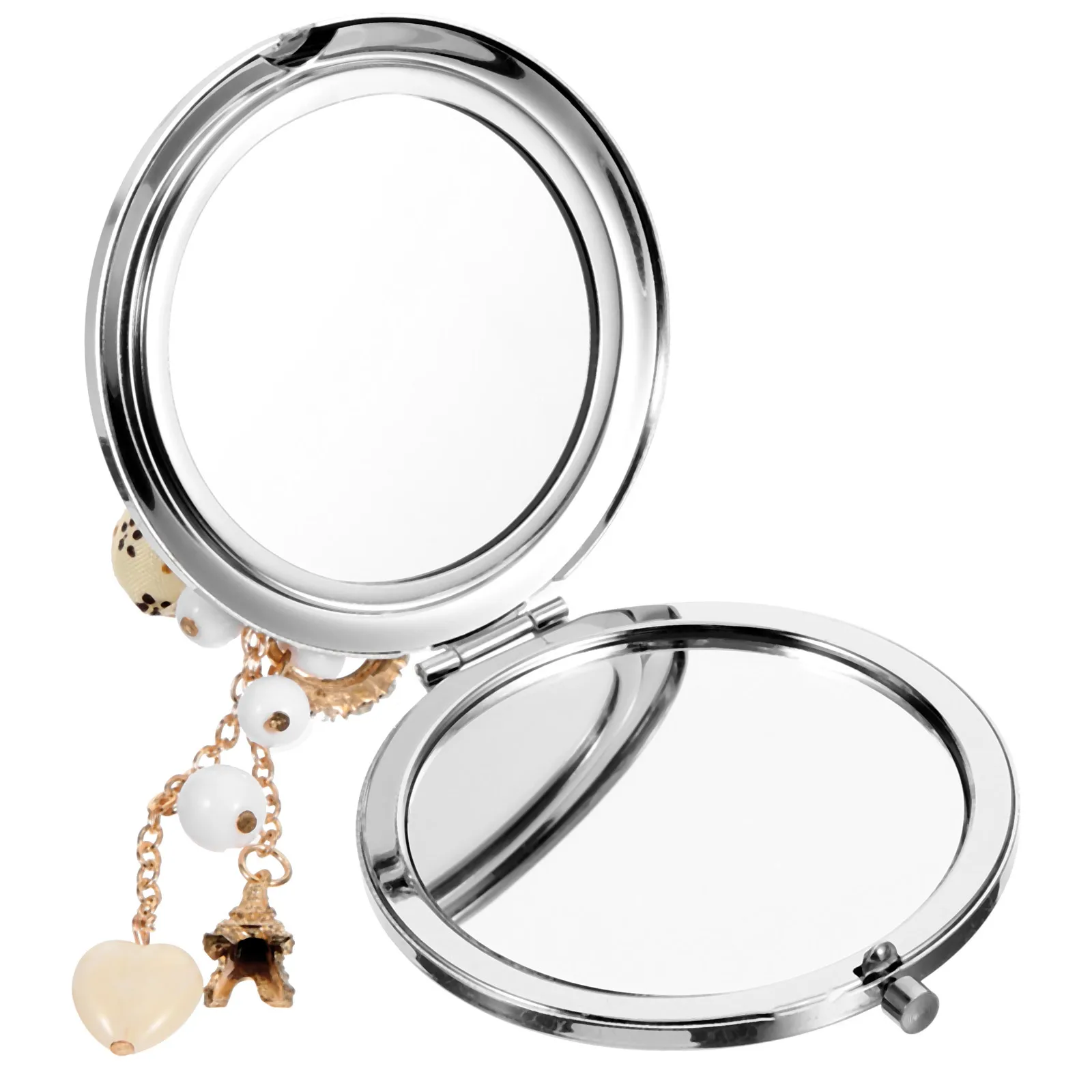 Chic Elegant Metal Compact Mirror Double Sided Portable Makeup Mirror for Women Travel Purse Bag Vanity Accessory