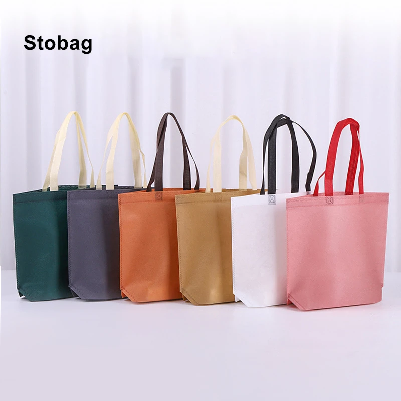 

StoBag 25pcs Wholesale Color Non-woven Shopping Tote Shoulder Bag Eco Large Reusable Gift Storage Pouches Custom Logo(Extra Fee)