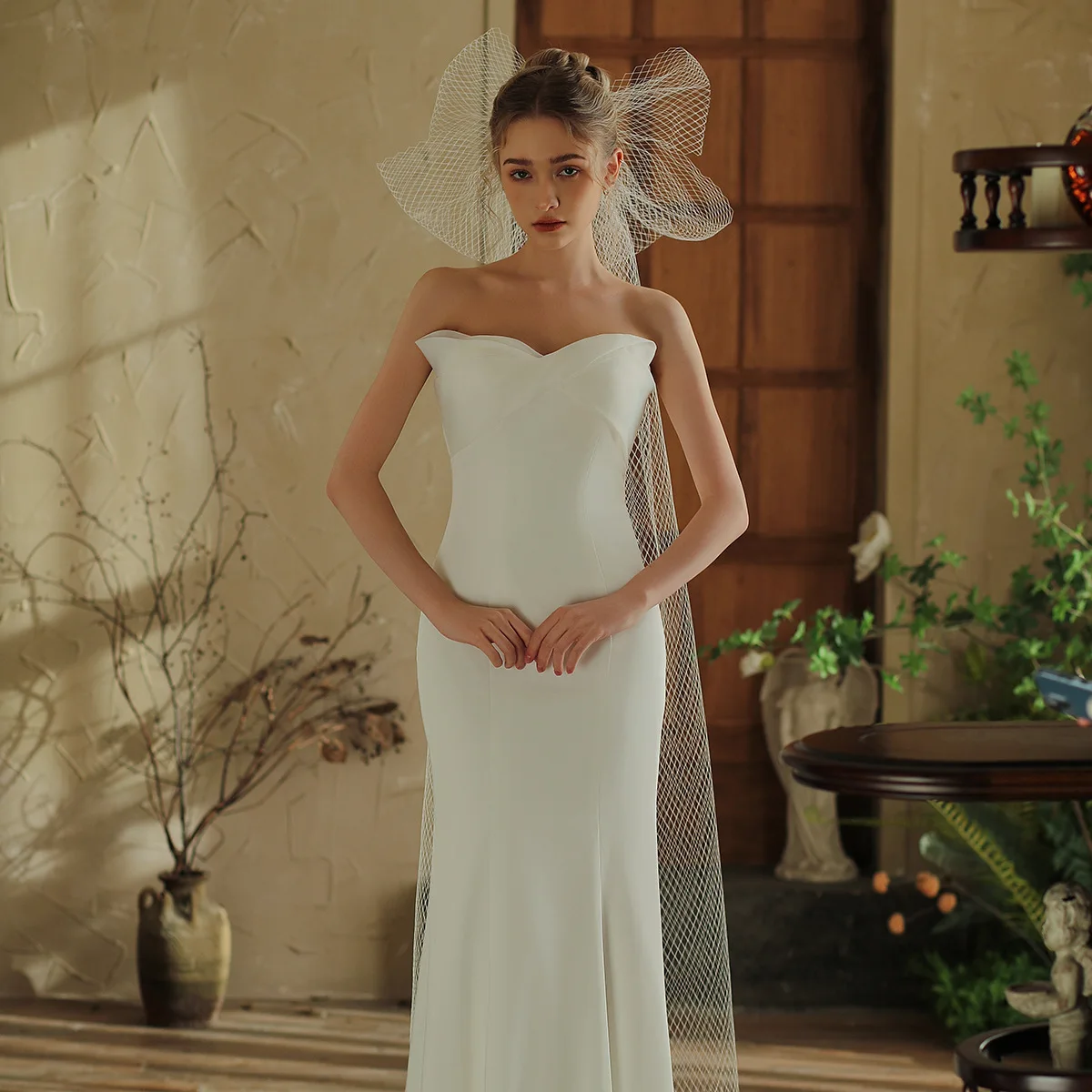 V391 Large Mesh Bow Long Veil New Style Foreign Trade Wholesale Photo Shoot Outdoor Travel Photography Hairpin Style
