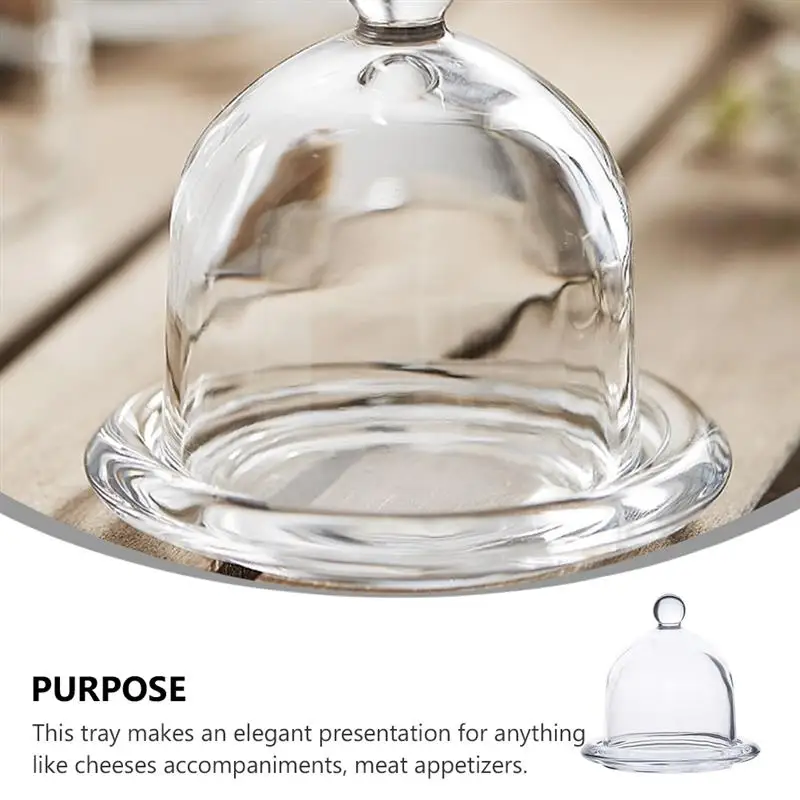 Mini Cake Stand Dome Cover Dessert Dish Tray with Lid Fruit Plate Food Container Cake Display Pan Globe Cup Dessert Appetizer
