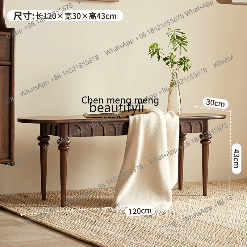 X Solid Wood Long Bench Long Dining Chair Restaurant Bench Home Nordic Simple Dining Stool Vintage American Style