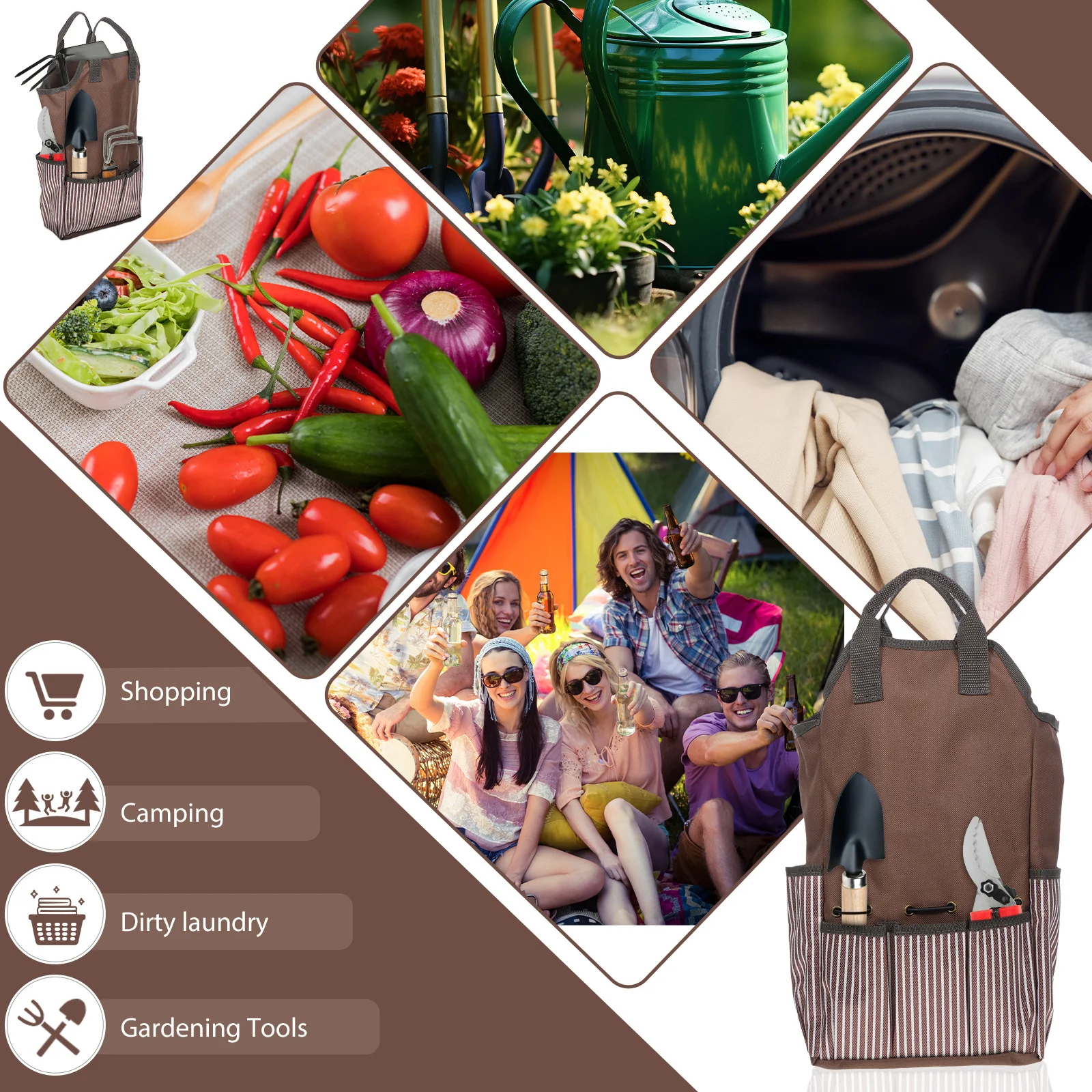 

Garden Tools Storage Bag Waterproof Oxford Cloth Organizer Large Capacity Multifunctional Portable Tool Pouch Handle Beach