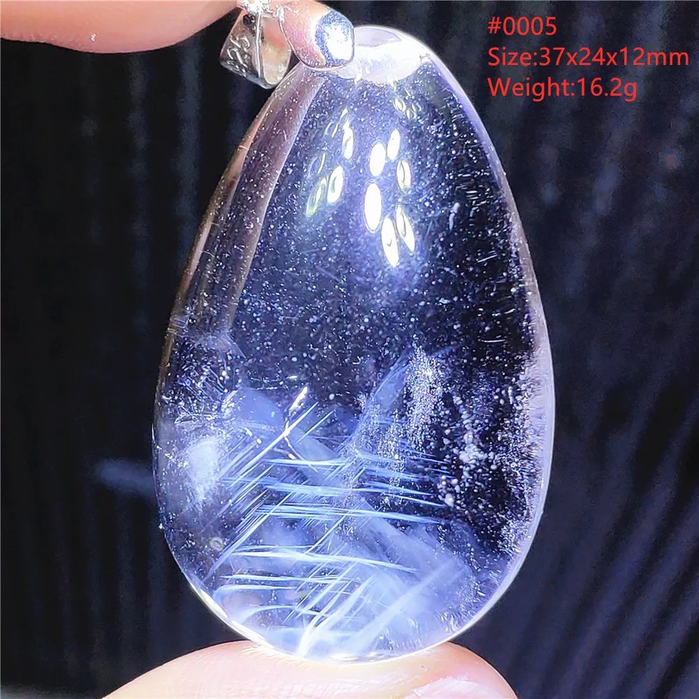 

Natural Blue Feather Rutilated Quartz Pyramid Pendant Water Drop Needle Feather Rutilated Crystal Women Men AAAAAAA