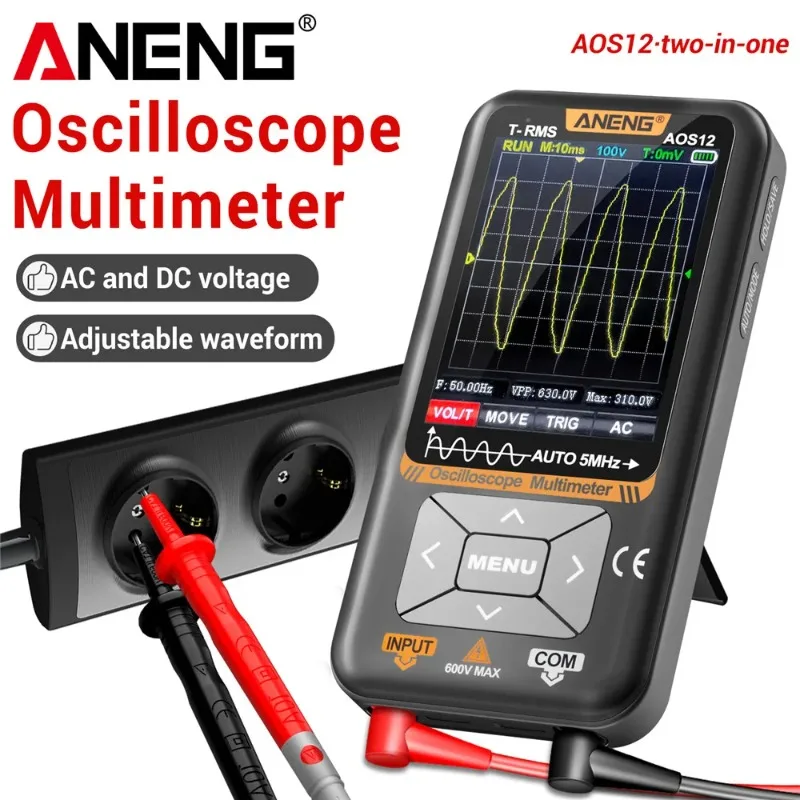 

ANENG AOS12 Oscilloscope Digital 48MSa/s Sample Rate 5MHz Multimeter Transistor Test Analog Bandwidth Support Waveform Storage