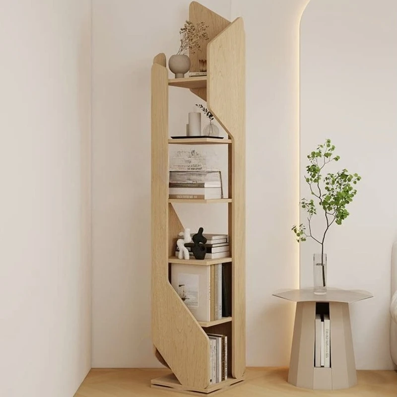 Log wind Solid wood bookshelf 360 rotatable household creativity shelves save space Storable item estante living room furniture