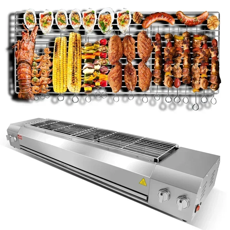 Countertop Commercial Gas BBQ Grill Natural Gas/LPG For Restaurant