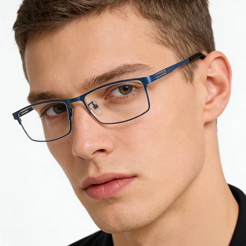 KOCOLIOR Vintage Stainless Steel Alloy Anti Blue Light Reading Glasses for Men Business Small Square Frame Presbyopic Glasses