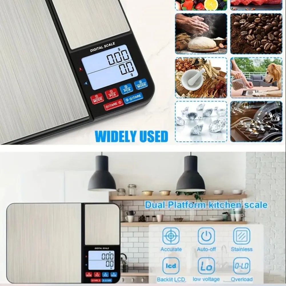 Jewelry Weighing Scale Dual for platform Kitchen Scale For Measuring Meat Bulk Lcd Display With Backlight Tare Function Support