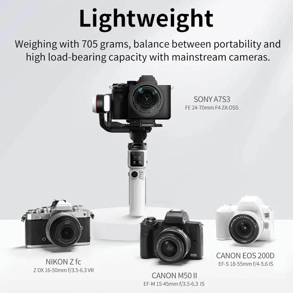 ZHIYUN CRANE-M3S 3-Axis Handheld Gimbal Stabilizer Built-In 1150mAh Battery 7.5Hr Runtime Bluetooth 5.0 Shutter Control