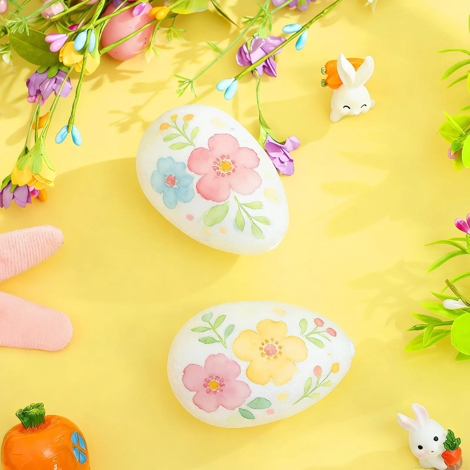 50Pcs White Foam Easter Eggs Lightweight DIY Craft Eggs for Painting Decorating Modeling Festive Home Decor Simulation Ornaments