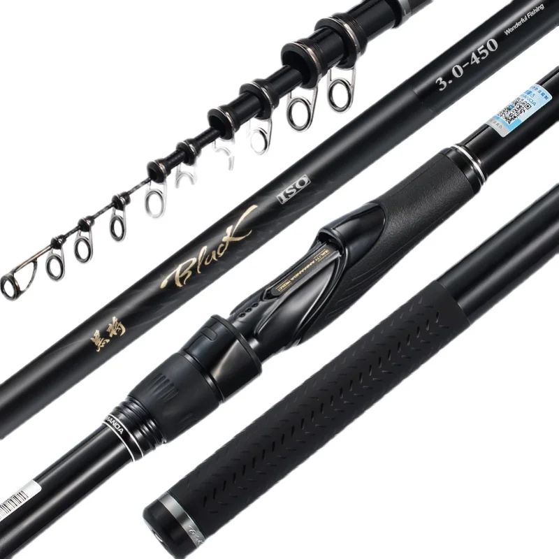 

ANMANDA Ultralight High Carbon Rock Fishing Rod 450 530 Telescopic Spining Rod Black Snapper Throwing Surfcasting Pole