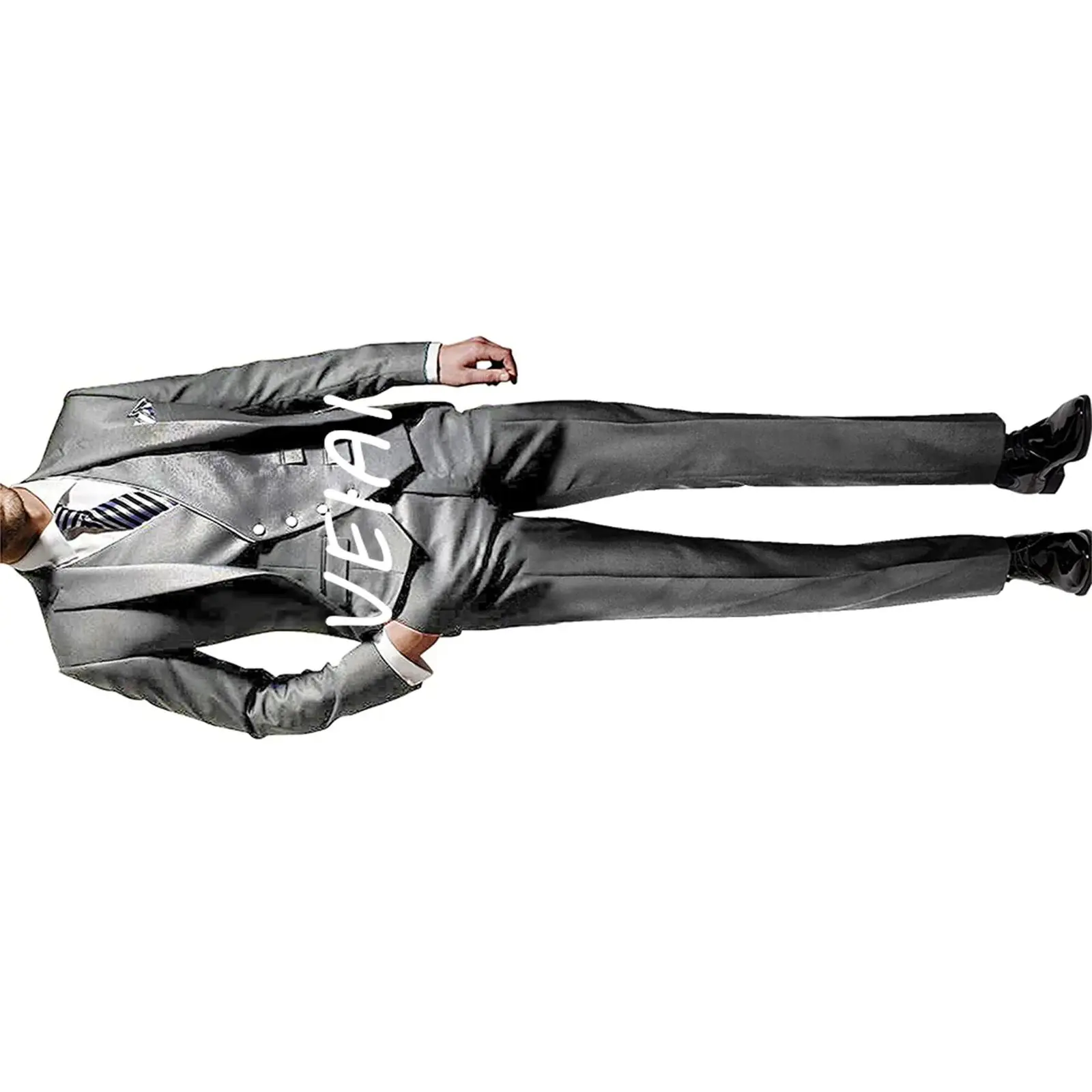 

CustomizedMen's Suit Prom Casual Regular Wedding Luxury Silver Single Terno Breasted Peaked Lapel Elegant Blazer Slim Fit Full S