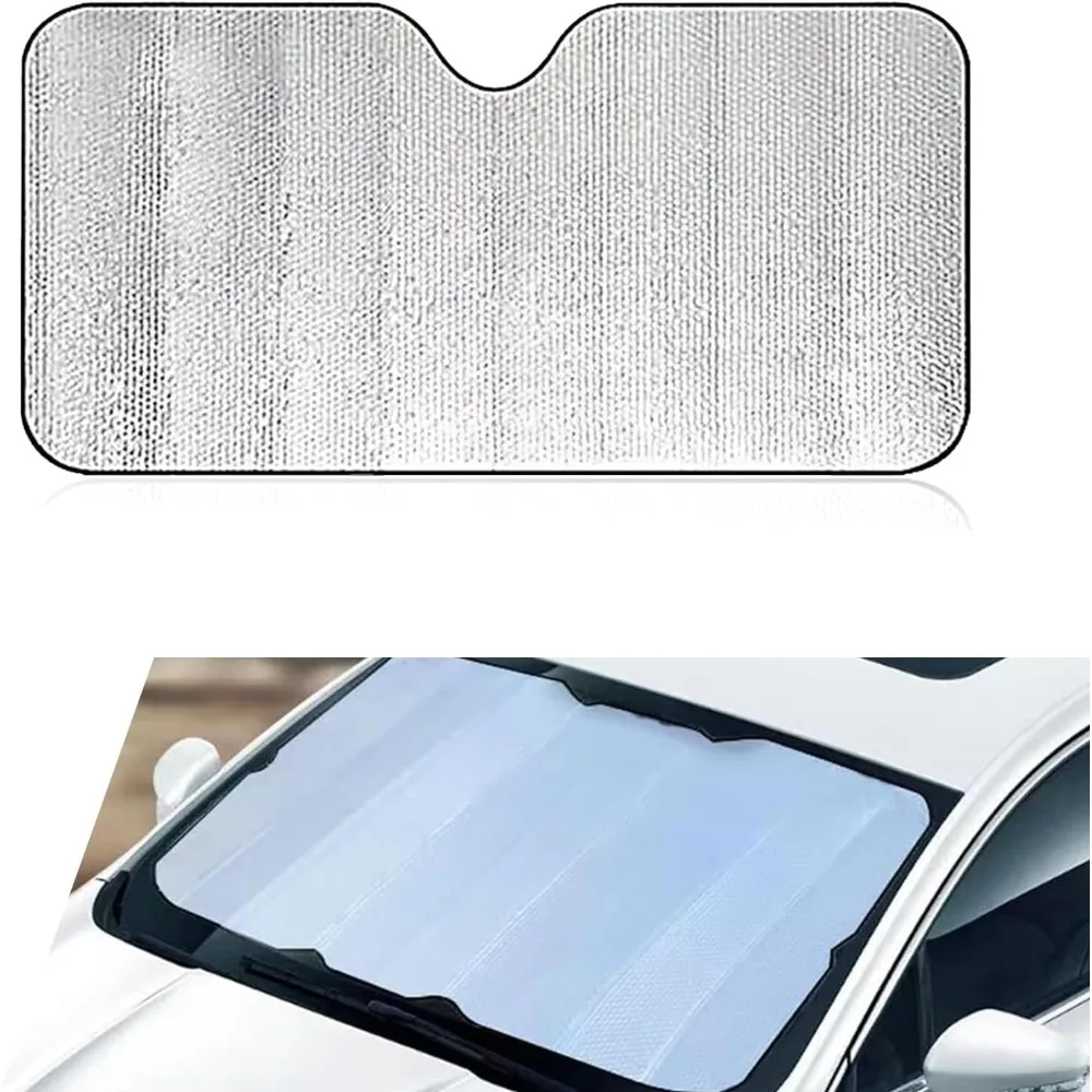 

leechio 1 pc car windshield sunshade, front windshield foldable car sun visor, sun protection uv multi-purpose insulated cover,