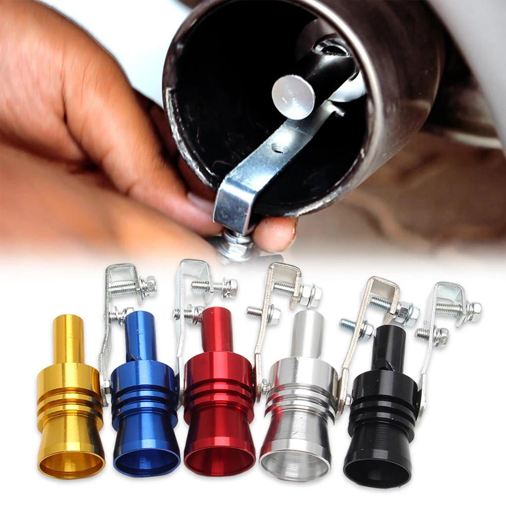 2 × صمام نفخ، صفارة الضوضاء، محاكي كاتم صوت توربو، طرف سيارة XL فضي