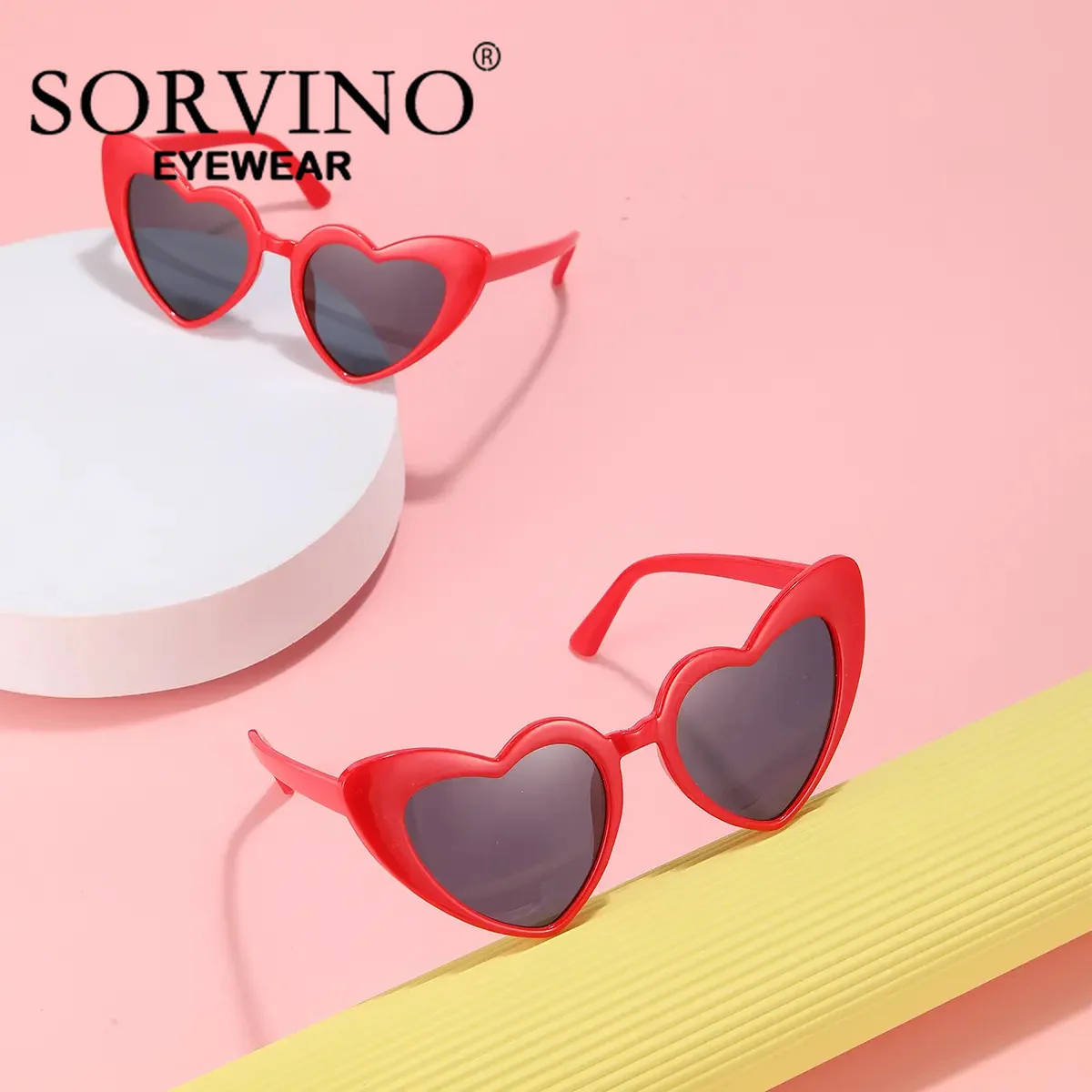 

Женские солнцезащитные очки в форме сердца SORVINO, поляризационные солнцезащитные очки в винтажном стиле с оправой в розовом и красном цвете, UV400