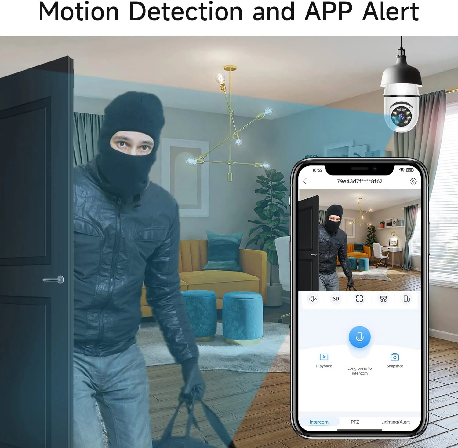 Telecamera a lampadina wireless Wifi Telecamera a lampadina E27 Telecamera di sicurezza WiFi a 360 gradi Visione notturna ad alta definizione a colori