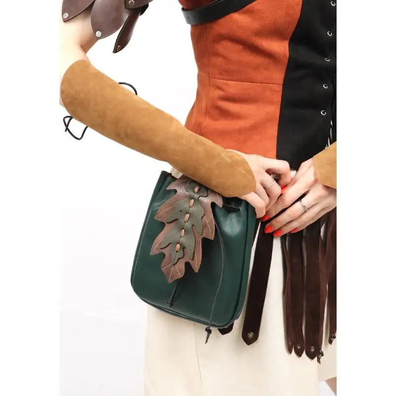 DAZCOS PU Leather Medieval Drawstring Belt Pouch Renaissance Retro Waist Bag Coin Purse for LARP Viking Pirate Gothic Accessory