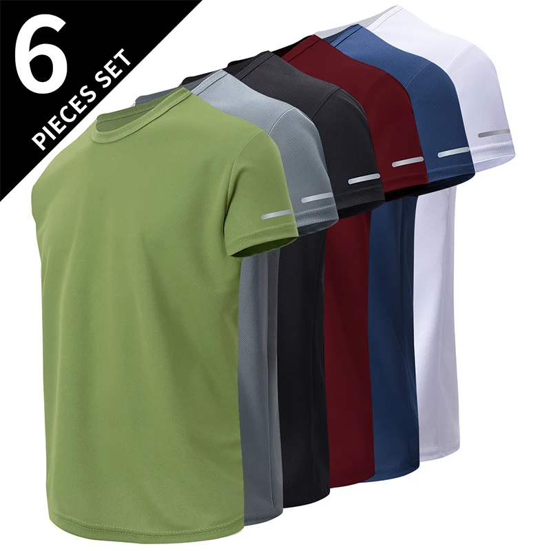 

2/4/6-Piece Men's Short Sleeved Solid Color Basic Four Season Youth Fashion Plus Size Comfortable Casual Sports T-shirt Trendy
