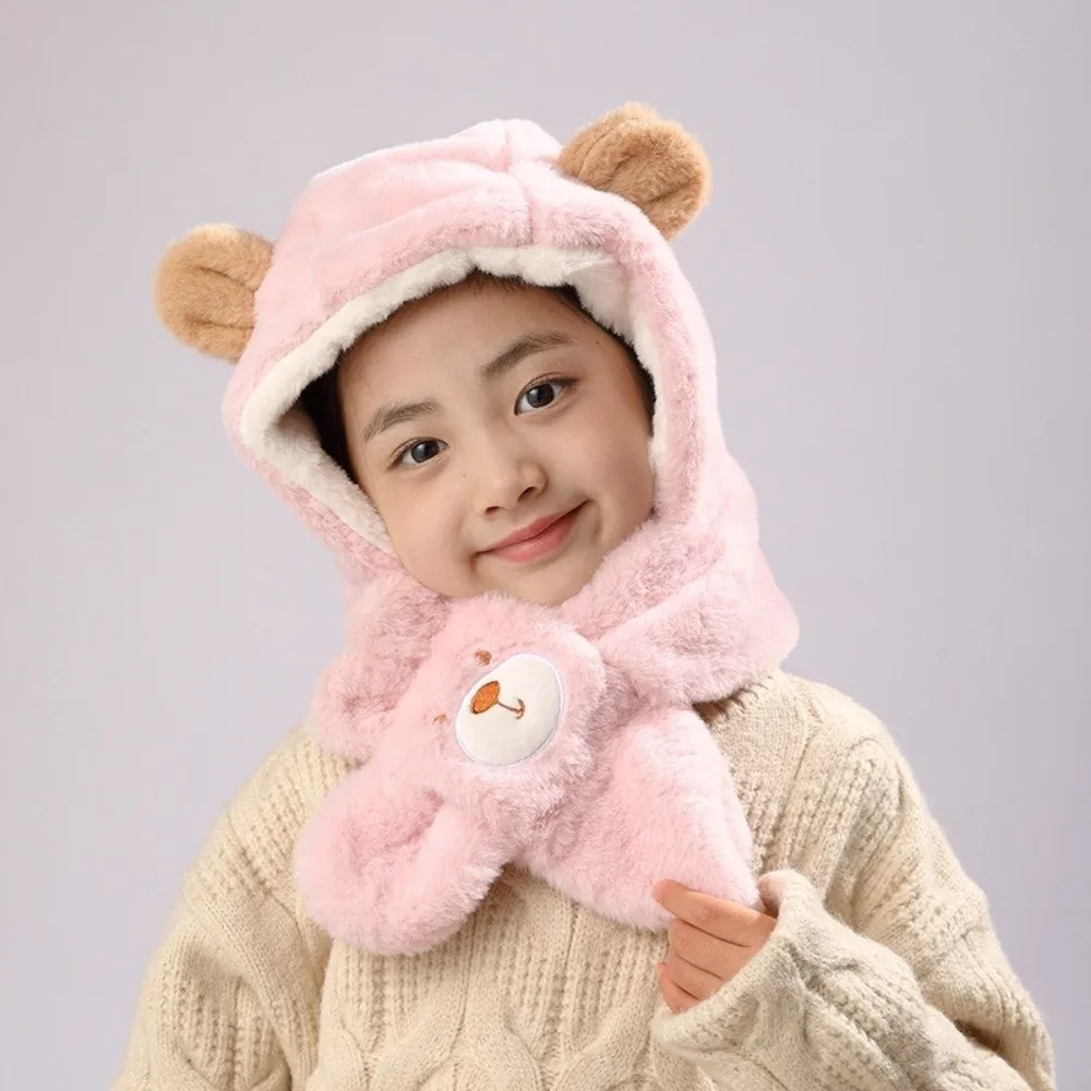 

Cute Integrated Hat Scarf Set Windproof Warm Neck Warmer Coldproof Pullover Cap Autumn and Winter