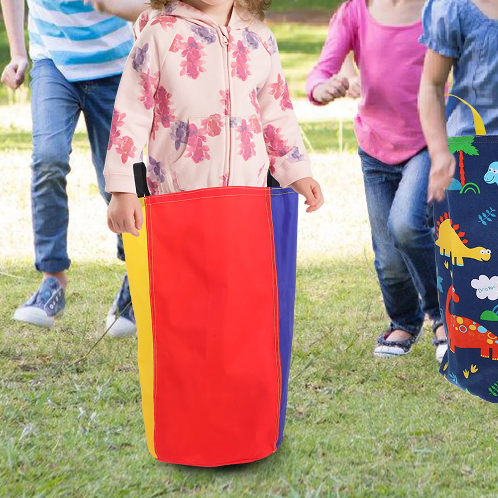 

6 Pcs Jumping Bags High Quality Oxford Cloth Colorful Pattern Design Outdoor Child Fun Portable Storage Sack