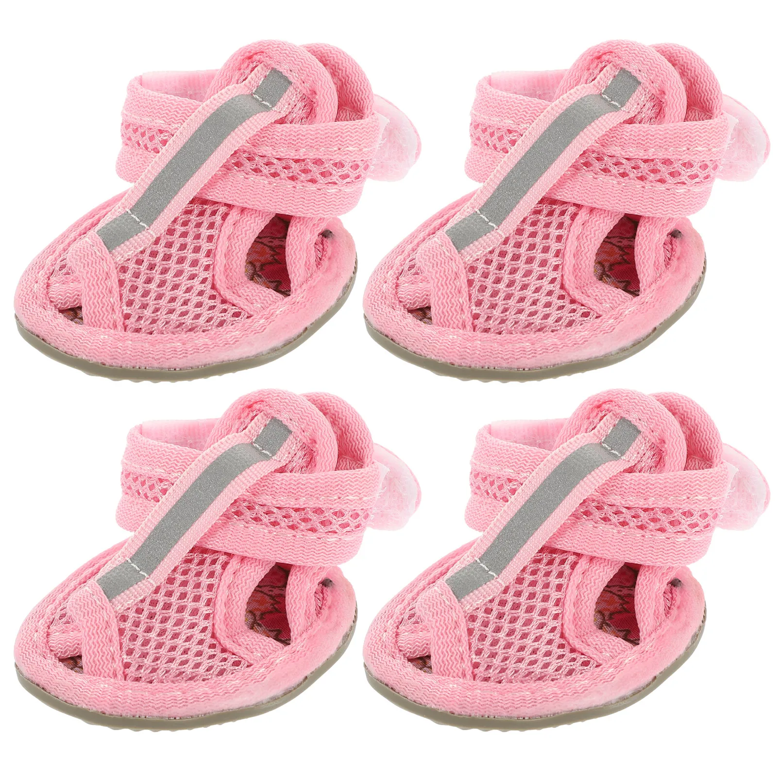 4 Pcs While Sandals Pet Dog Paw Shoes for Summer Feet Covers Booties Dogs Paws Pink Breathable Mesh Baby