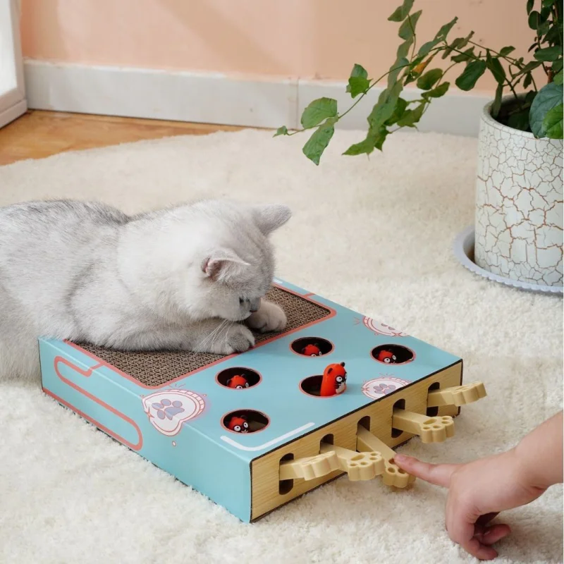 3-in-1 Maze Box Cat Toy Special Offer with Scratcher Gophers Hit Mouse Chase Interactive Funny Stick Game for Cats