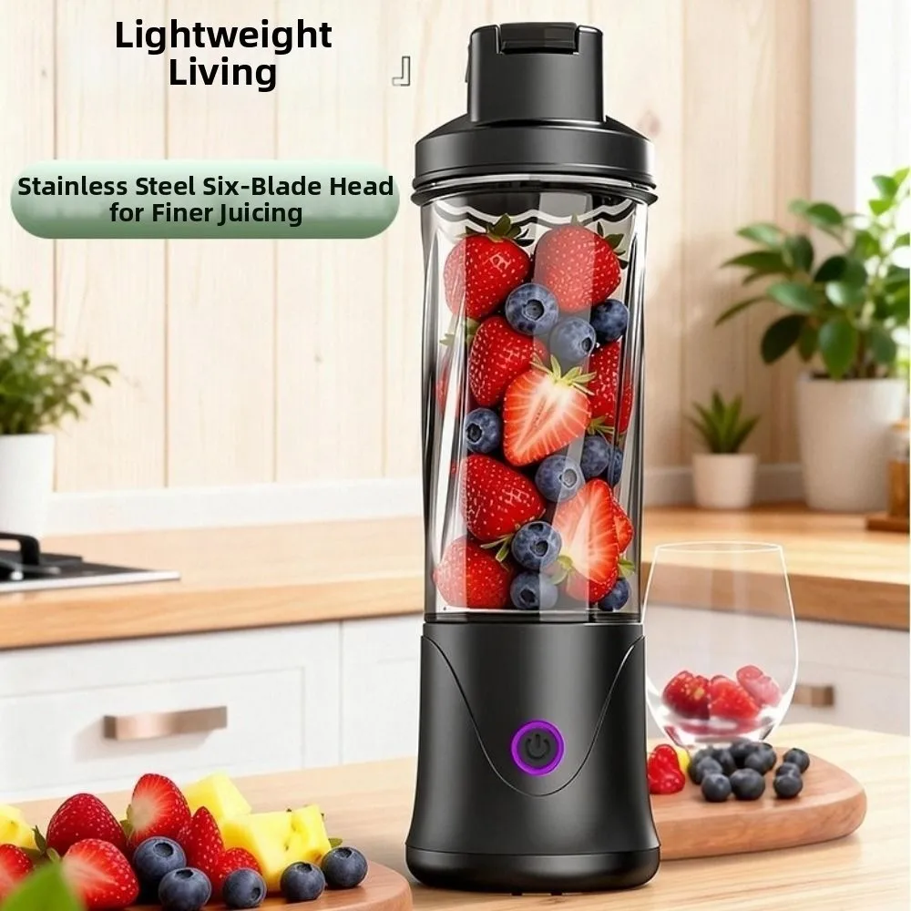 Portable 450ML Capacity Mini Blender Cup Cordless USB Charging Electric Fruit Juicer Small Plastic Fruit Extractor Cup Office