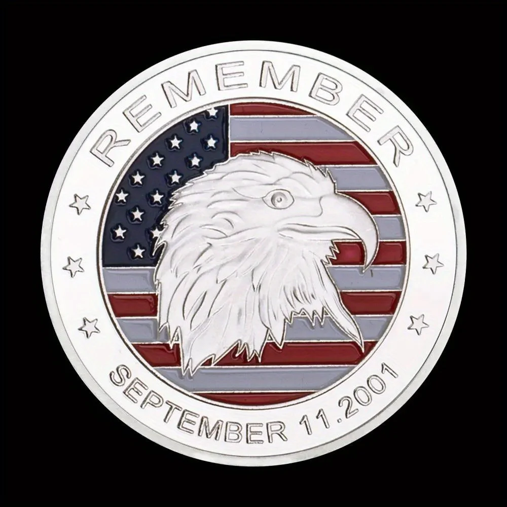 Remember Sept.11 2001 Souvenir Coin Golden Plated Commemorative Coin Eagle Pattern Challenge Coin Collectible 9.11 Coin