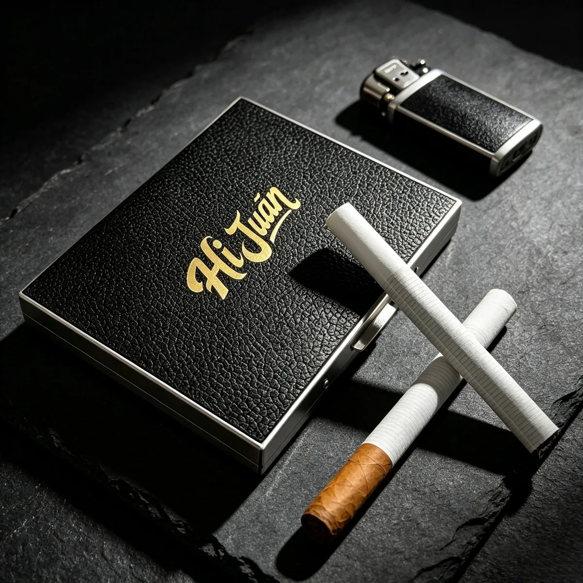 Genuine Leather Aluminum Cigarette Case Ultra‑thin Flip‑top Box Luxury Fashion Gift for Men Women Portable Cigarette Holder