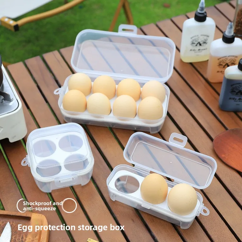 

Outdoor camping egg box shockproof with egg tray kitchen utensils portable transparent storage box with lid sealed
