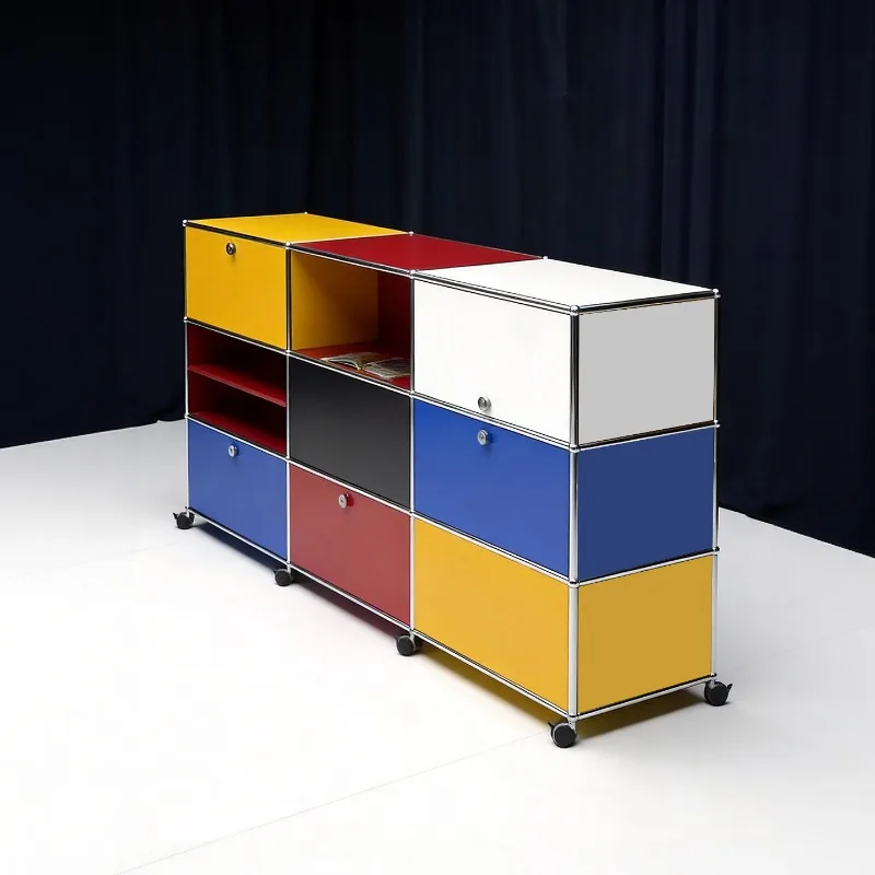 Side cabinet contrasting color locker living room color splicing design dining side cabinet